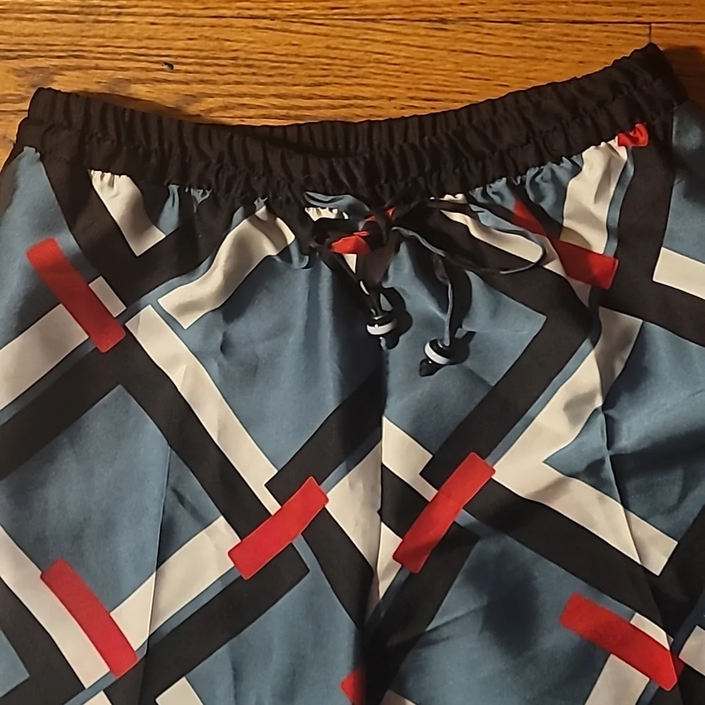 Zara Geometric Satin Wide Leg Pants, Med - Picture 2 of 9